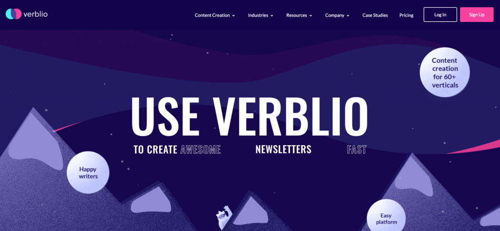 Verblio content writing service homepage