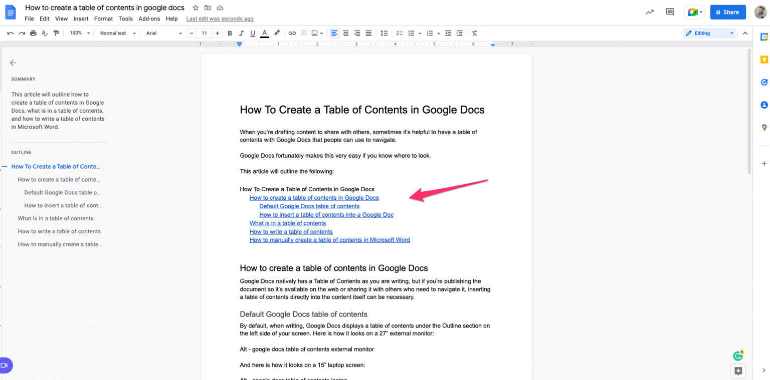 How To Create A Table Of Contents In Google Docs - EditorNinja